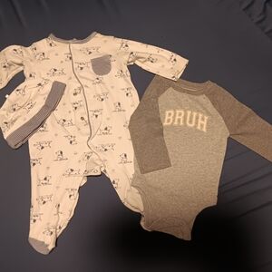 Little Me Gray and Cream Kids One Piece Set